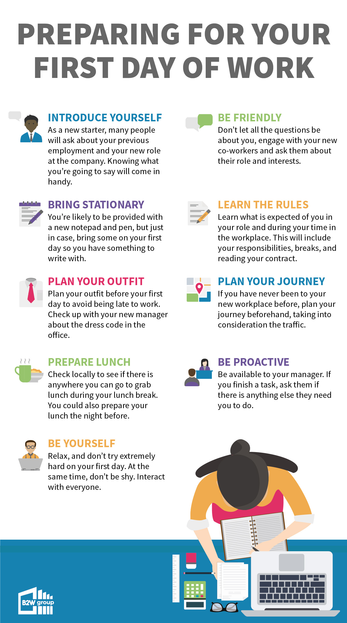 Preparing for Your First Day of Work (Infographic) The B2W Group